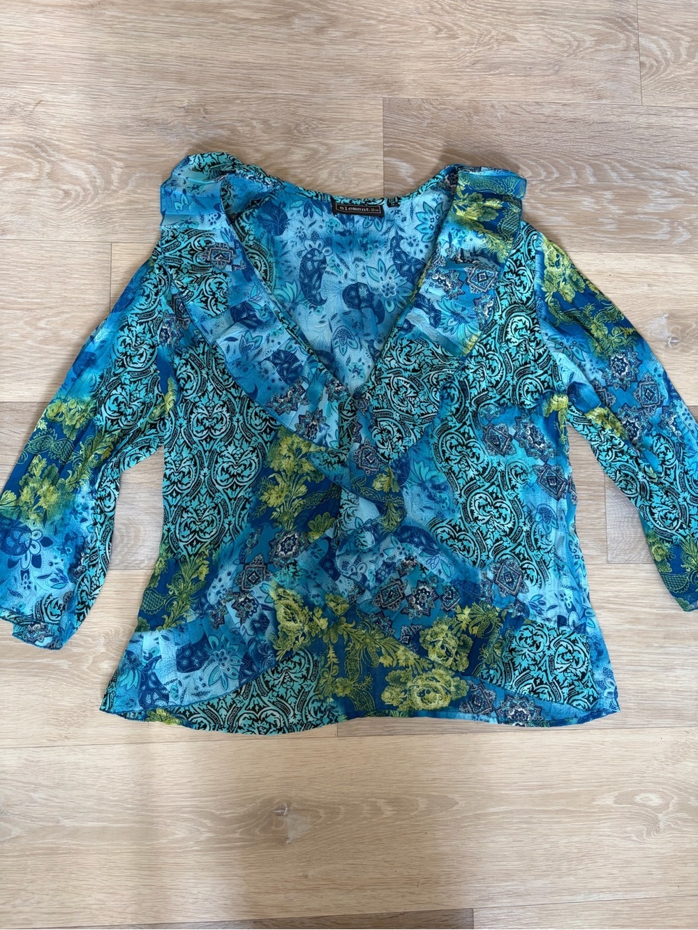 Elementz Ruffle Button Front Boho Blouse